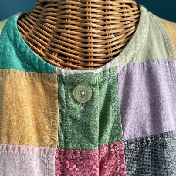 Orvis Vintage Patchwork Shirt Jacket Collarless Lined 100% Cotton size 8 - Picture 3 of 14